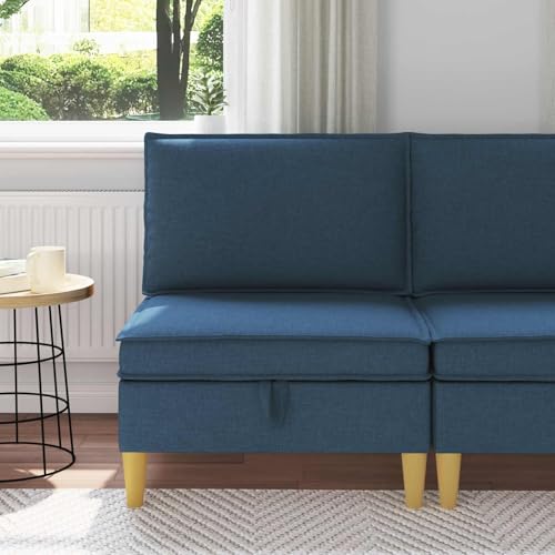 Teenpull Sofá otomano con espacio de almacenamiento, tapizado en tela y acolchado de espuma, marco de madera contrachapada, marrón, para salón, habitación de invitados y habitación juvenil, con