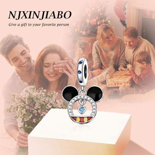 Image of S925 Sterling Silver Romantic Charm Pendant, Gifts for Family Friends Girlfriend, Valentine's Day Birthday Christmas Anniversary, Bracelet Necklace Bead Dangle Charm for Women Jewelry
