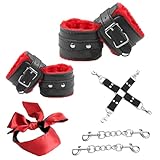 BDSMYOU 4-IN-1 Handschellen Sex Bondageset Fessel Set Anfänger,BDSM Spielzeug Set,mit Handschellen Sex Bett Plüsch Fußfesseln + Augenmaske Augenbinde,BDSMs Sex Spielzeug für die Männer Frau Paare