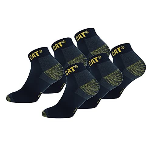 Caterpillar Premium Sneaker 6 Paires de chaussettes sneaker de sécurité au travail pour hommes, double renfort sur la pointe et le talon, Coton d'excellente...