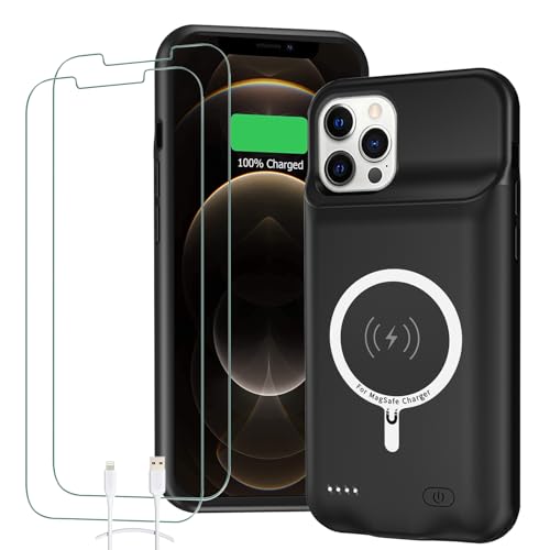 Battery Case for iPhone 12 Pro Max 12000mAh High Capacity Rechargeable Smart Portable Charger Case Extended Battery Pack with iPhone 12 Pro Max (6.7 inch) Wireless Charging Case Support Carplay-Black