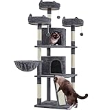 Yaheetech 68.5in Multi-Level Large Cat Condo with Sisal-Covered Platforms Scratching Board & Scratching Posts, Cozy Perches, Stable Cat Tower/Tree Pet Play House, Dark Gray