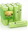 Howardly Ni-MH AA 1.2v 900mAh Rechargeable Batteries, Double A 900mAh 1.2V Rechargeable Battery Pre-Charged, High Capacity for Outdoor Solar Lights, Lawn Lamps, Step Light (AA-900mAh-12pack）
