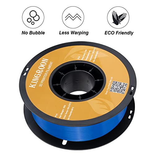 Image of Kingroon PLA 3D Printer Filament, Dimensional Accuracy + /- 0.02 mm, 1 kg Spool(2.2lbs), 1.75 mm,Blue