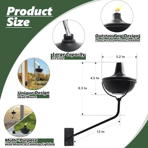 Antorchas de citronela para decorar el jardín con 6 linternas de metal de pared de 23 oz 2