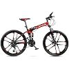 HYLK Vouw mountainbikes in dubbel schokabsorberende offroad-racefietsen met variabele snelheid in zwart en rood met 10…