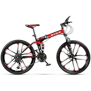 HYLK Vouw mountainbikes in dubbel schokabsorberende offroad-racefietsen met variabele snelheid in zwart en rood met 10…