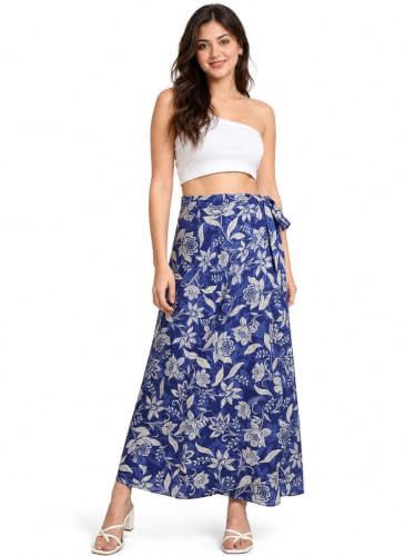 Image of Girl Code Crafted Adjustable Flower Print Black Wrap Skirt
