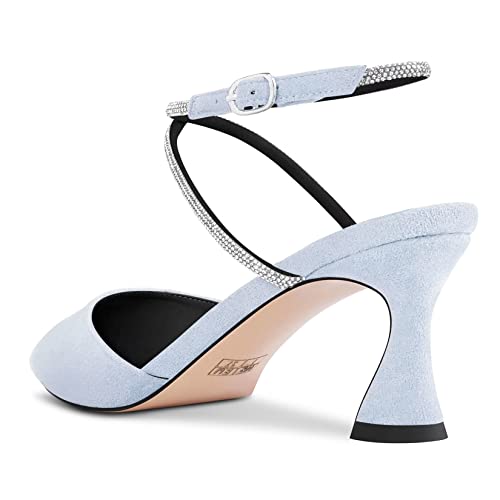 Castamere Women Stiletto Mid Heel Cross-Strap Diamond Crystal Pointed Toe 2.6 Inches Heels4