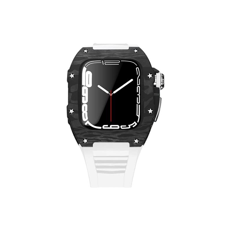 Boîtier carbone Apple Watch 45 mm et bracelet fluorine antichoc Agate