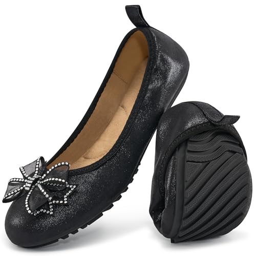 Aomigoct Ballet Flats for Women Shoes: Comfortable Round Toe Work Flats - Ladies Wedding Slip On Dressy Shoes