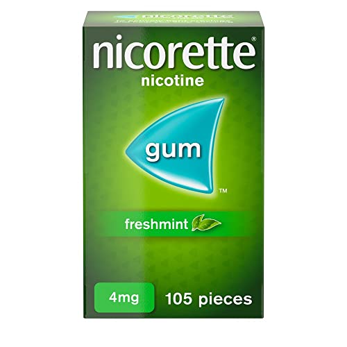 Nicorette Freshmint 4mg Gum (105 Pieces), Discreet and Fast-Acting Stop Smoking Aid to Ease Cravings, Nicotine Gum with Pleasant Freshmint Flavour, Chewing Gum