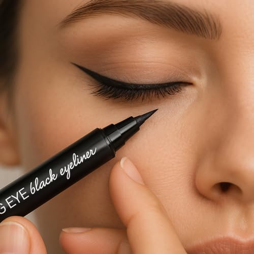 Image of Eyeliner - Waterproof And Long Wearing Bold Felt Tip Pen Glossy | Smudge Proof Eye Makeup | Quick Drying | Black, 1.5Ml | Vegan & Cruelty-Free(Eyeliner Black)