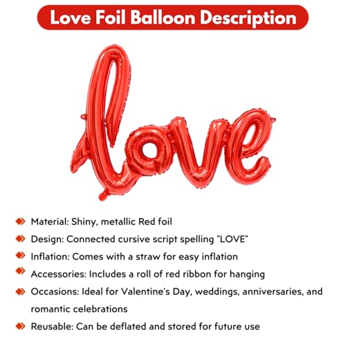 Image of Love Balloon for Birthday Wedding Home Boys Girls Men Women Foil Balloon Decoration Decor Celebration Red