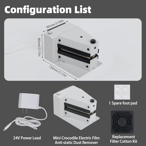 Removedor de polvo eléctrico, cepillo de limpieza antiestático con presión ajustable y ventilador de filtro para negativos y limpieza de cuartos oscuros