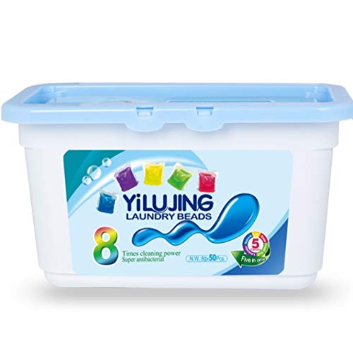 Stain Laundry Detergent Pacs Clean - super clean 50 count concentrate laundry gel beads Portable 8g Lasting Scent for Home and Travel Washing (50)