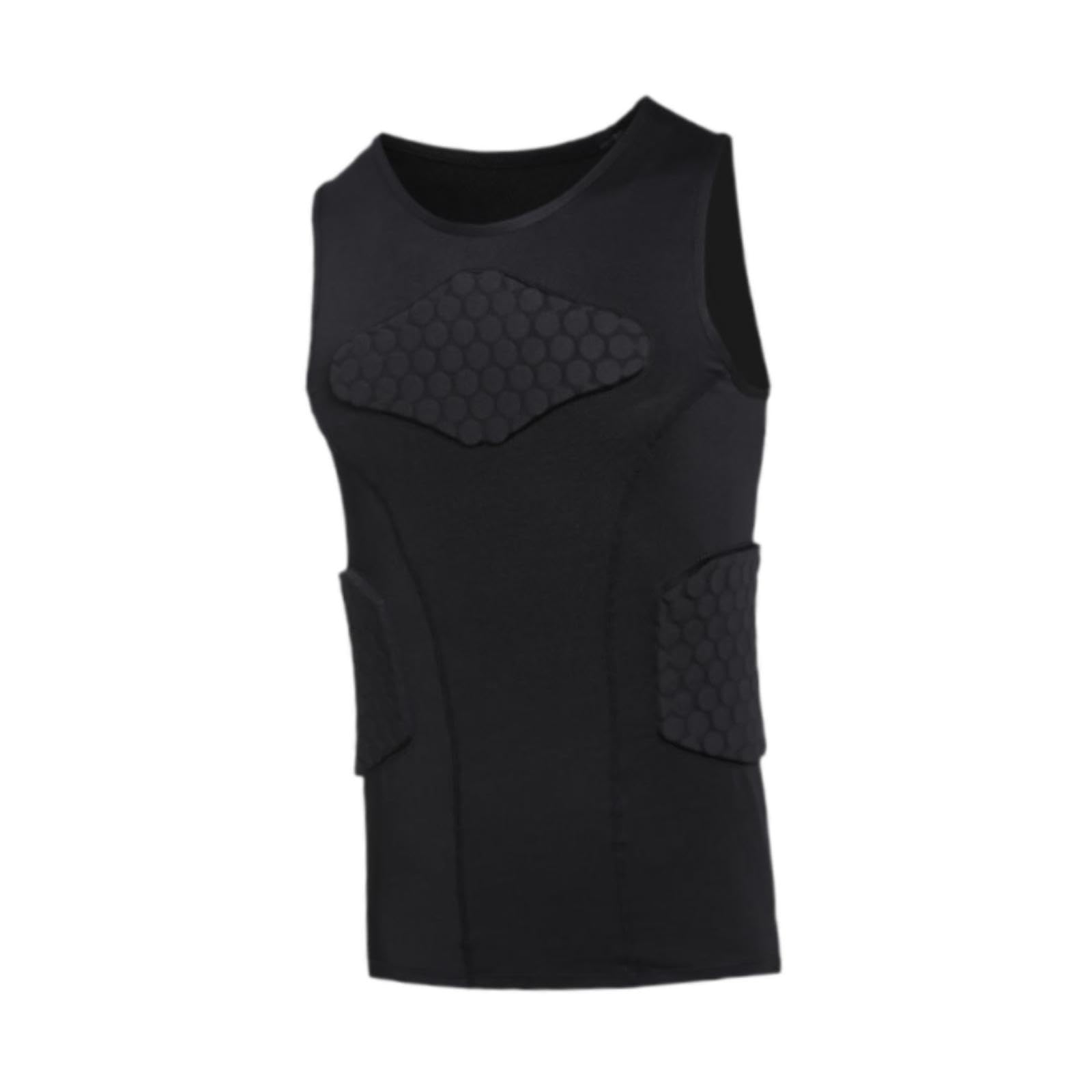 rockible Gepolsterte Weste für Herren, Kompressionsweste, atmungsaktives ärmelloses Shirt, Schutzshirt für Männer und Erwachsene, Basketball, Outdoor-Sport,