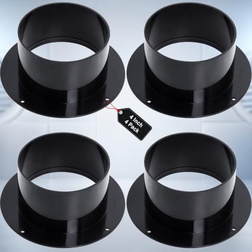 4 Inch Duct Connector Flange, ABS Dryer Vent Wall Plate for HVAC 4 Pack