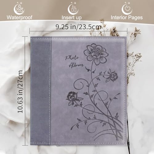 Photo Album 8x10 2 Packs Clear Pages Pockets Leathe Cover Slip Slide in Photo Album Each Holds 50 Vertical 8x10 Photos Picture Book for Wedding Family (Grey)