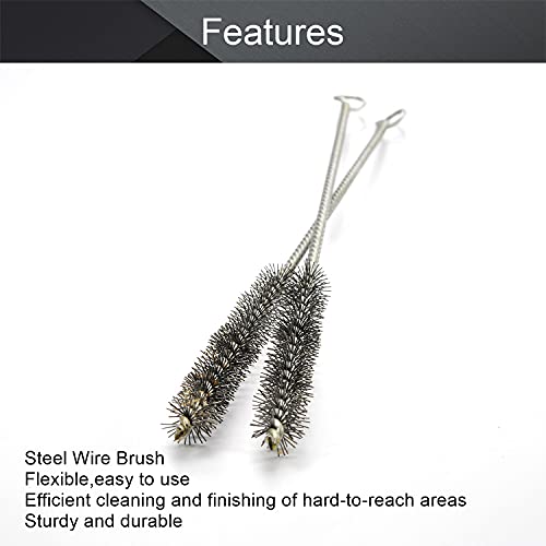Image of Utoolmart Steel Wire Cleaning Brush, Spiral Power Tube Brush, Steel Wire Tube Brush Cleaning Tool, Tube Bottle Brush, 0.6-inch Diameter 12-inch Length, 2pcs