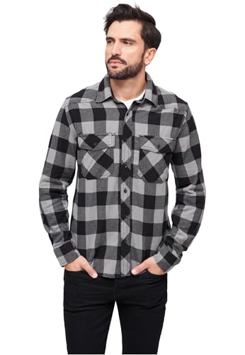 Brandit Check Shirt Long Sleeve, Farbe: blk+charco, Größe: L
