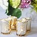 Just Artifacts 6pcs Assorted Size Speckled Mercury Glass Votive Candle Holders (Gold)