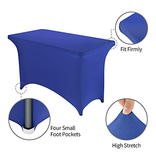 Image of Peomeise 4FT Spandex Table Cover Rectangular Stretch Spandex Tablecloth (Royal Blue,4FT)