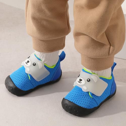 Image of FEETCITY Baby Walking Shoes Wide Baby Shoes Boys Girls Infant Sneakers Crib Shoes Breathable Toddler Barefoot Shoes Slip On Shoes