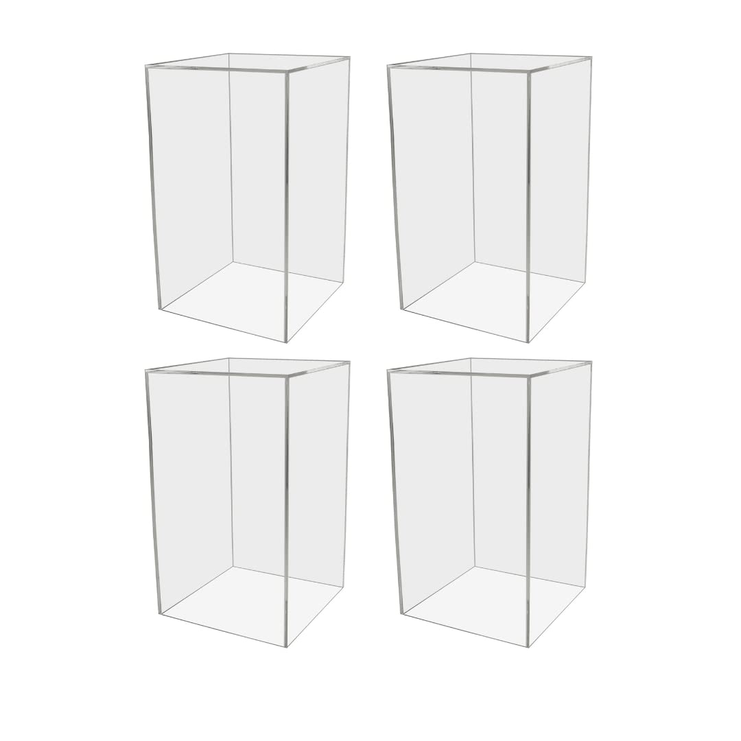 4 Pack Tall Display Box Clear Acrylic 12