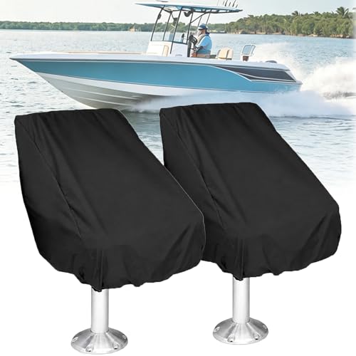 DFRDGFAG 2Pcs Waterproof Boat Seat Cover for Premier 250 Sunset Angler 2023, 420D Heavy Duty Boat Chair Cover, Marine Pedestal Chair Protector for Fishing, Pontoon