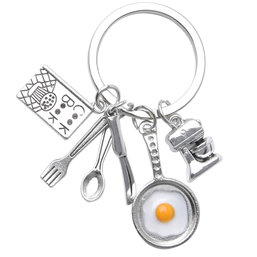 Sudaporn Egg Cooker Keychains for Women Men Chef Keychain for