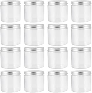 KEILEOHO 12 PCS 350ml Small Plastic Storage Jars with Lids, 12oz Food-Grade Clear Container Jars with Aluminum Screw Caps for Dry Food, Snacks, Arts Crafts, Beads