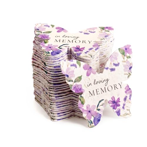 Seed Bloom 50pcs in Loving Memory Butterfly Memorial Gift Tags – Plantable & Writable Wildflower, for Funeral Favors, Sympathy Gifts for Loss of Father and Mother Gifts