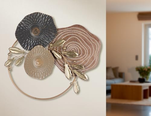 Casablanca modernes Design Artisto Wall Relief MDF and Metal Textured 65 x 70 x 5 cm Beige/Grey/Natural Colour