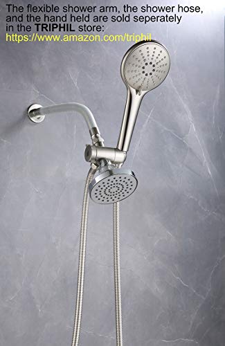 TRIPHIL Updated Version 4.5" Handheld Showerhead Replacement with 59 Inches Hand Held Shower Hose Stainless Steel Metal Sleeve Tube Brass Connectors Brushed Nickel Sealed with PVD, Satin Nickel