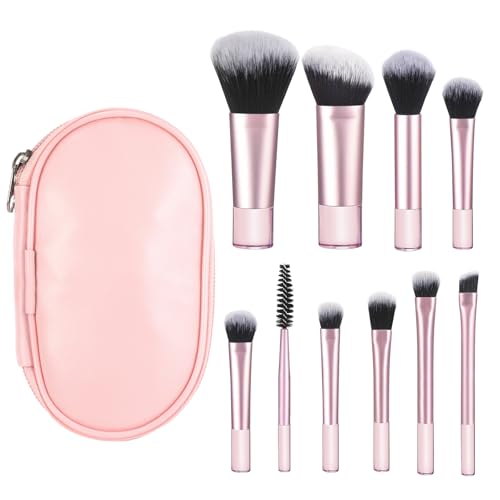 10 Pcs Travel Makeup Brushes with Pouch Cosmetic Brush Portable Mini