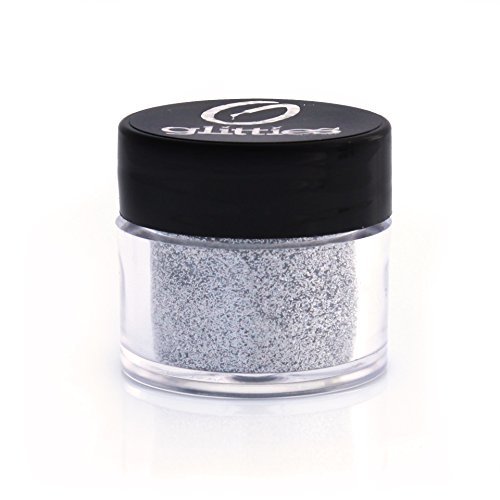 GLITTIES - Brilliant Silver - Cosmetic Grade Extra Fine (.006") Loose Glitter Powder Safe for Skin! Perfect for Makeup, Body Tattoos, Face, Hair, Lips, Soap, Lotion, Nail Art - (10 Gram Jar)