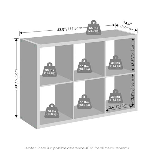 Image of Furinno Cubic Extra Thick 6-Cube Closet Organizers and Storage, Light Grey | 14.6 x 30 x 44 in, Open Shelf Closet Storage, Closet Organizer, for Wardrobe, Bedroom, Living Room