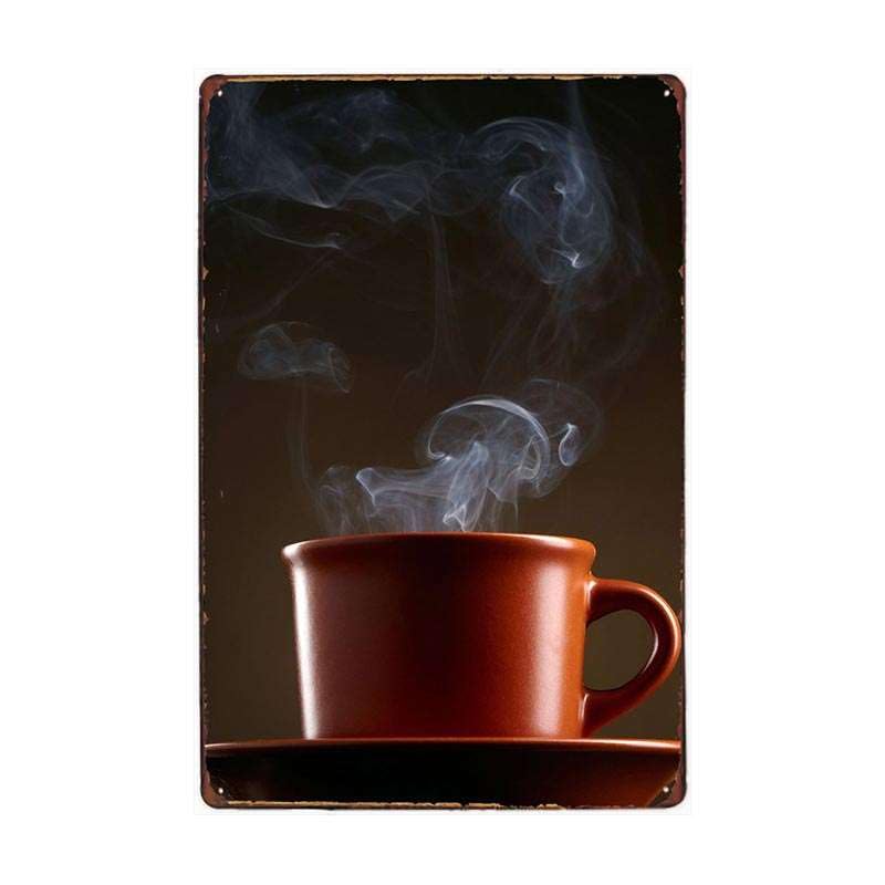 Juego de 4 placas de metal retro vintage con diseño de café