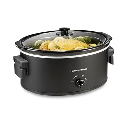 Hamilton Beach 6 Quart Slow Cooker with Space-Saving Folding Handles, 3 Heat Settings, Dishwasher Safe Stoneware Crock and Glass Lid, Black (33664)