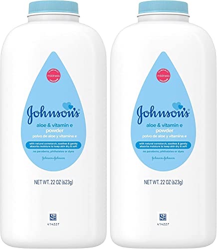 Image of Johnson's Baby Powder, Pure Cornstarch, Aloe & Vitamin E, 22 Ounce (Pack of 2) - Packaging May Vary
