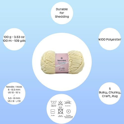 Image of Cuddly Velvet Chenille Yarn, Super Soft Fluffy Bulky for Knitting Crocheting Crafting Blanket Amigurumi, Durable for Shedding, 100 Gram (3.53 Ounces) 109 Yards (100 Meters) (Baby Yellow)