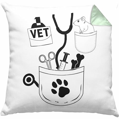 Trendation Tierarzt Kissen mit F&uuml;llung 40x40 Geschenk f&uuml;r Tier&auml;rztin Geschenkidee Lustiger Spruch (Gr&uuml;n)