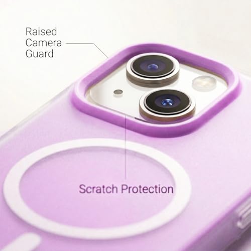 Image of amazon basics Luxury MagSafe Compatible Magnetic Case for iPhone 15 | Soft Touch Matte Pastel Finish | Shockproof Back Cover with Camera Protection (Purple)