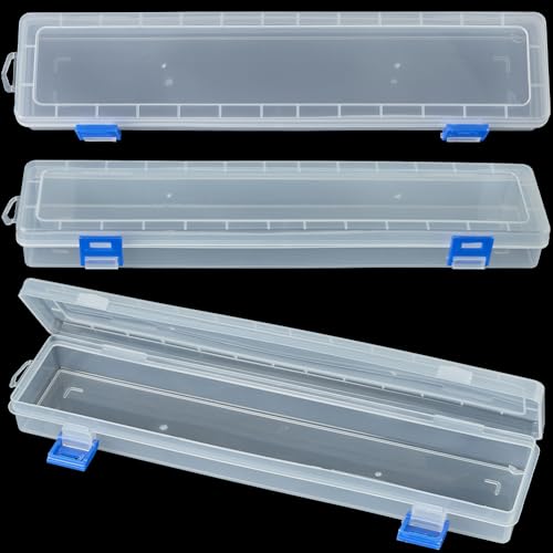 Image of GORGECRAFT 3Pcs Translucent Plastic Paint Brush Holders Stackable Case Organizers Drawing Tools Storage Box Long Watercolor Pen Pencil Container for Artist Art Craft Office Supplies 13.78x3.11x1.4inch