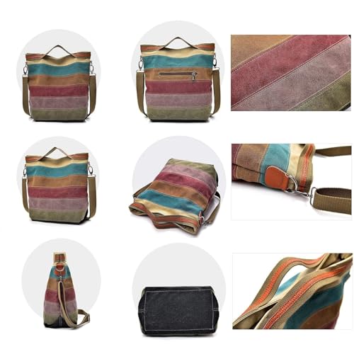 Bolso Hobo de Lona para Mujer CVFAJI Multi-color miniatura 6