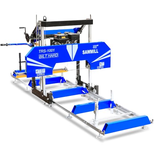 BILT HARD 32' Portable Sawmill, E-Start 420cc 15HP Gas Engine, 29' Board Width, 153.6'' Total Track Length, with Adjustable Cutting Thickness (up to 7'')