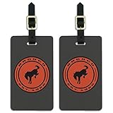 Bronco Round Badge Distressed Luggage ID Tags Suitcase Carry-On Cards - Set of 2