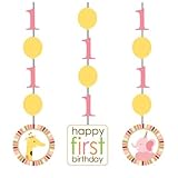 Creative Converting Sweet at One Girls Hanging Cutout Party Decorations, 3-Piece Per Package