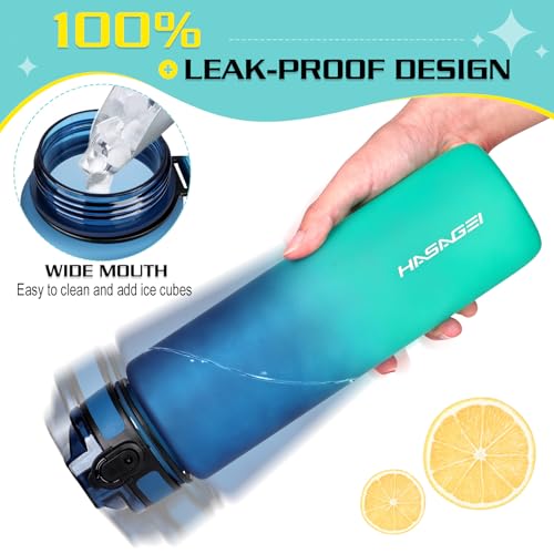 HASAGEI Sports Trinkflasche 1L Wasserflasche 1 Liter Trinkflasche BPA Frei Tritan Sportflasche mit Verschlussdeckel und auslaufsicher, für Fitnessstudio,Schule,Radfahren,Outdoor,Sport,Fitness und Büro